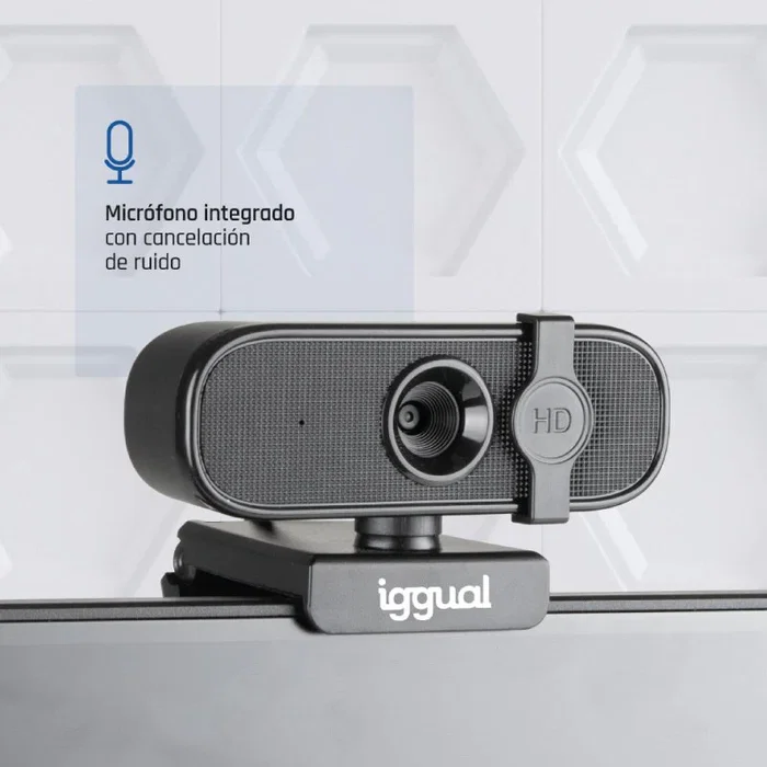 Iggual Webcam WC1080 Full HD 1080p - Cámara USB para Videollamadas con Micrófono Integrado, Plug & Play y Tapa Protectora