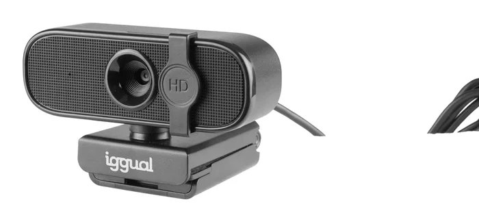 Iggual Webcam WC1080 Full HD 1080p - Cámara USB para Videollamadas con Micrófono Integrado, Plug & Play y Tapa Protectora