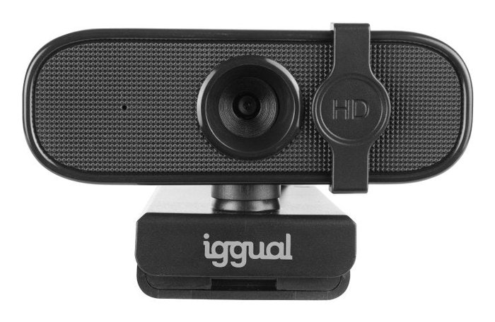 Iggual Webcam WC1080 Full HD 1080p - Cámara USB para Videollamadas con Micrófono Integrado, Plug & Play y Tapa Protectora