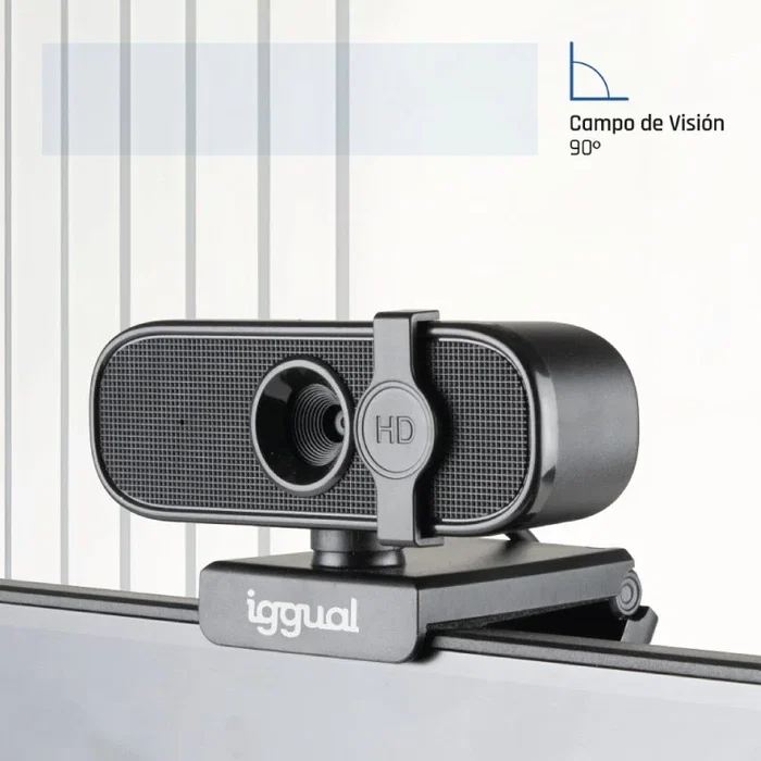 Iggual Webcam WC1080 Full HD 1080p - Cámara USB para Videollamadas con Micrófono Integrado, Plug & Play y Tapa Protectora