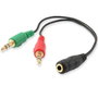 Ewent EC1642 Cable Adaptador de Audio 3,5mm Hembra a 2 x 3,5mm Macho, 0,15 m