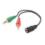 Ewent EC1642 Cable Adaptador de Audio 3.5mm 4 Pines Hembra a 2 Jack Macho 3.5mm (15 cm) para Separar Auriculares con Micrófono - Negro, Verde, Rojo