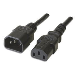 Ewent EW-190200-020-N-P (EC1913) Cable de Alimentación 1.8 m, Conector C14 Macho a C13 Hembra, Negro