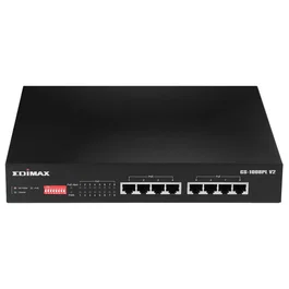 Edimax GS-1008PL V2 Switch Gestionado L2, Gigabit Ethernet 8 Puertos, PoE+ (Alimentación 70W), Montaje en Rack 1U, Negro
