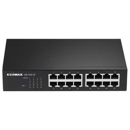 Edimax GS-1016 V2 Switch Gestionado 16 Puertos Gigabit (10/100/1000) Negro, 32 Gbit/s, Montaje Rack/Pared, QoS, Full Duplex, Sin Ventilador