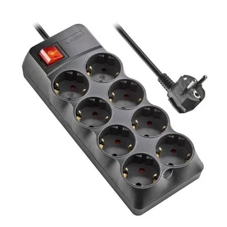 Regleta con interruptor NGS Surge Pole 800/ 8 Tomas de corriente/ Cable 1.5m/ Negra Regleta con interruptor NGS Surge Pole 800/ 8 Tomas de corriente/ Cable 1.5m/ Negra