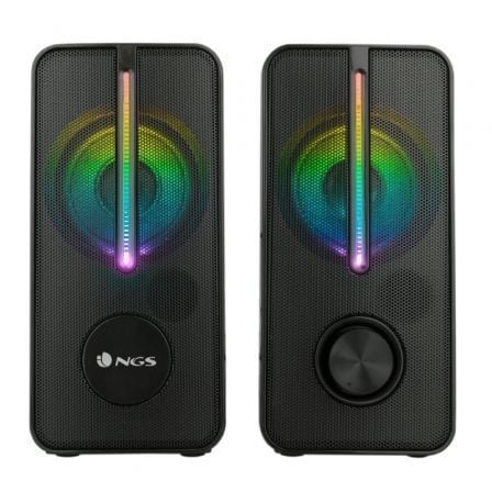 NGS Altavoces GSX-150 2.0 12W con Luces LED RGB Negros para PC/Mac y otros dispositivos, Plug and Play