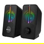 NGS Altavoces GSX-150 2.0 12W con Luces LED RGB Negros para PC/Mac y otros dispositivos, Plug and Play