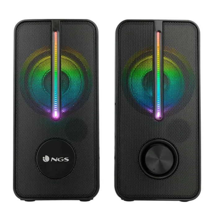 NGS GSX-150 Altavoces Gaming con Iluminación LED RGB 12W, Estéreo 2.0, Conexión USB y Audio 3.5mm, Diseño Compacto Negro