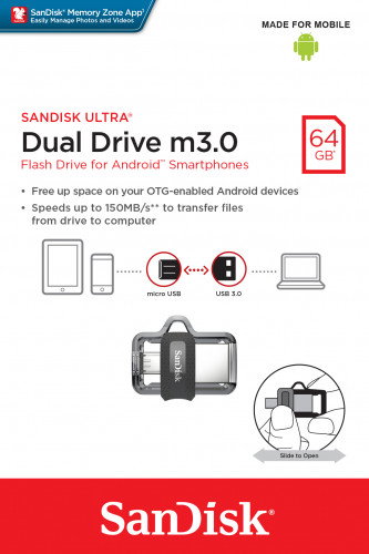 SanDisk Ultra Dual m3.0 Unidad Flash USB 64 GB USB Type-A / Micro-USB