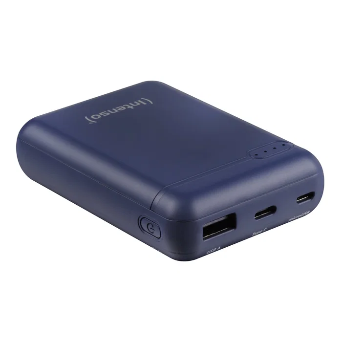 Intenso XS10000 Power Bank 10000 mAh Azul, Batería Externa de Polímero de Litio con Pantalla LED, Carga Dual USB-A y USB Type-C, Incluye Cable USB-A a USB-C