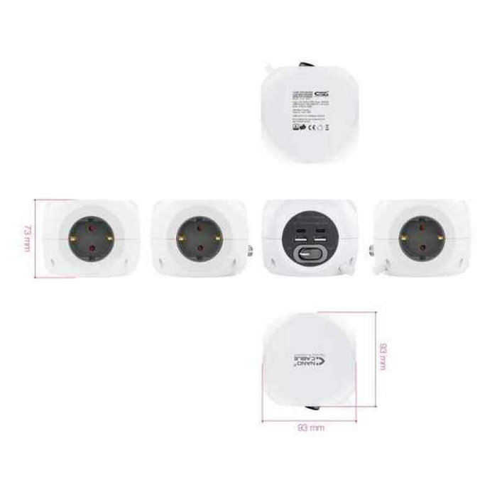 Nanocable Regleta 3 Enchufes con 4 USB (2 USB-A y 2 USB-C) Blanca Nanocable Regleta 3 Enchufes con 4 USB (2 USB-A y 2 USB-C) Blanca