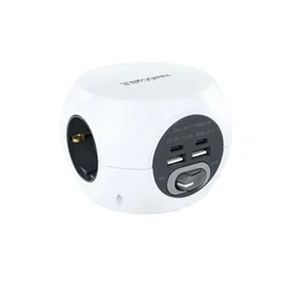 Nanocable 10.37.0001 - Base de 3 Enchufes Tipo F con Interruptor, 2 Puertos USB-A y 2 USB-C (3.4A Máx.), Cable de 1.4 Metros, Color Blanco