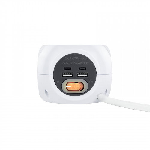 Nanocable Regleta 3 Enchufes con 4 USB (2 USB-A y 2 USB-C) Blanca Nanocable Regleta 3 Enchufes con 4 USB (2 USB-A y 2 USB-C) Blanca