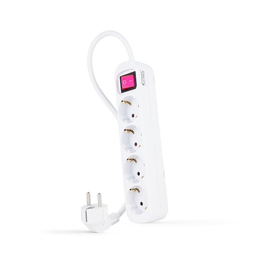 Nanocable Regleta de 4 Tomas con Interruptor y Cable de 1,4 m, Blanca