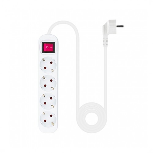 Nanocable Regleta de 4 Tomas con Interruptor y Cable de 1,4 m, Blanca