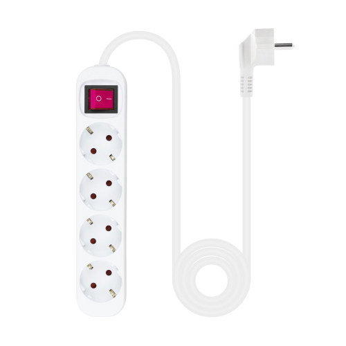 Nanocable Regleta de 4 Tomas con Interruptor y Cable de 1,4 m, Blanca