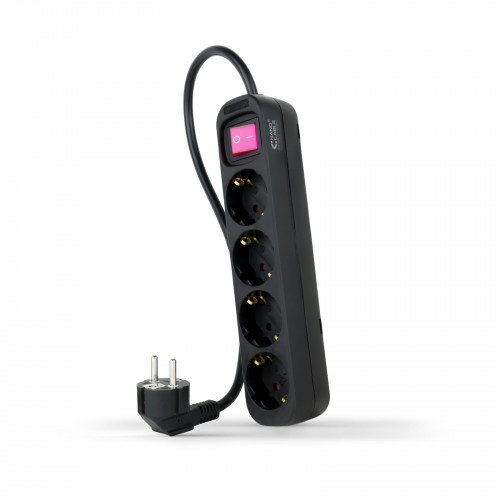 Nanocable Regleta de 4 Tomas con Interruptor y Cable de 1,4 m Negra