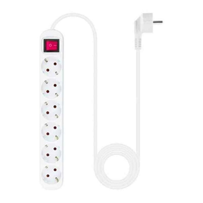 Nanocable Regleta de 6 tomas con interruptor y cable de 1,4 m Blanca