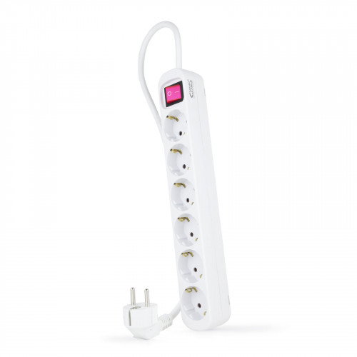 Nanocable Regleta de 6 tomas con interruptor y cable de 1,4 m Blanca