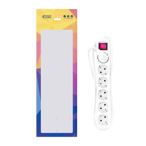 Nanocable Regleta de 6 tomas con interruptor y cable de 1,4 m Blanca