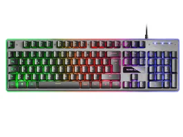 Mars Gaming MK220FR Teclado Gaming USB Layout Francés Negro y Gris con Teclas H-MECH, Iluminación RGB FRGB Rainbow y Efecto Halo