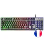 Mars Gaming MK220FR Teclado Gaming USB Layout Francés Negro y Gris con Teclas H-MECH, Iluminación RGB FRGB Rainbow y Efecto Halo