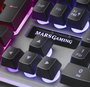 Mars Gaming MK220FR Teclado Gaming USB Layout Francés Negro y Gris con Teclas H-MECH, Iluminación RGB FRGB Rainbow y Efecto Halo