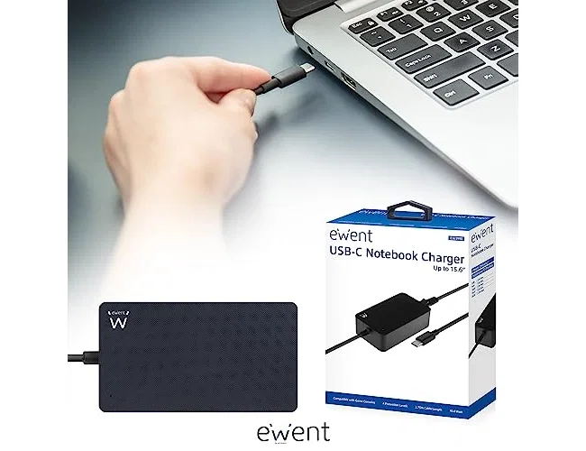 Ewent EW3981 Cargador USB-C 45 W para Portátil Negro