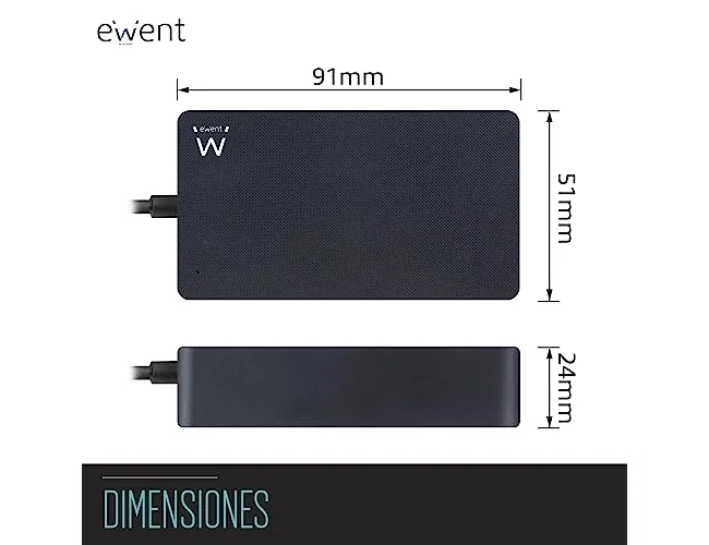 Ewent EW3981 Cargador USB-C 45 W para Portátil Negro
