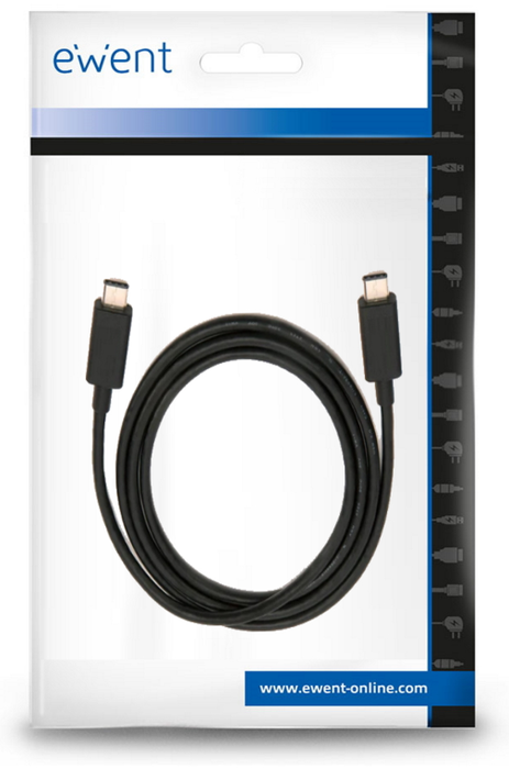 Ewent Cable USB C a USB C EC1046 100W 20Gbps Negro 1m Ewent Cable USB C a USB C EC1046 100W 20Gbps Negro 1m