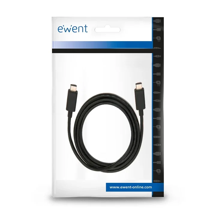 Ewent EC1046 Cable USB-C a USB-C 3.2 Gen 2, 100W Carga Rápida PD, Transmisión Datos 20 Gbps y Video 4K @60Hz, Longitud 1 Metro, Negro