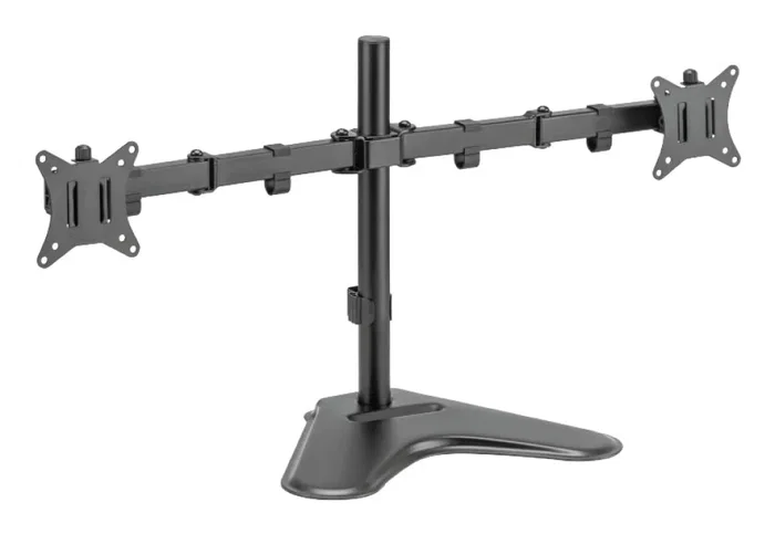 Iggual SSM02 (IGG317129) Soporte Sobremesa Ajustable para 2 Monitores de 13 a 32 pulgadas, VESA 75x75/100x100 mm, Negro, Ergonomía Completa