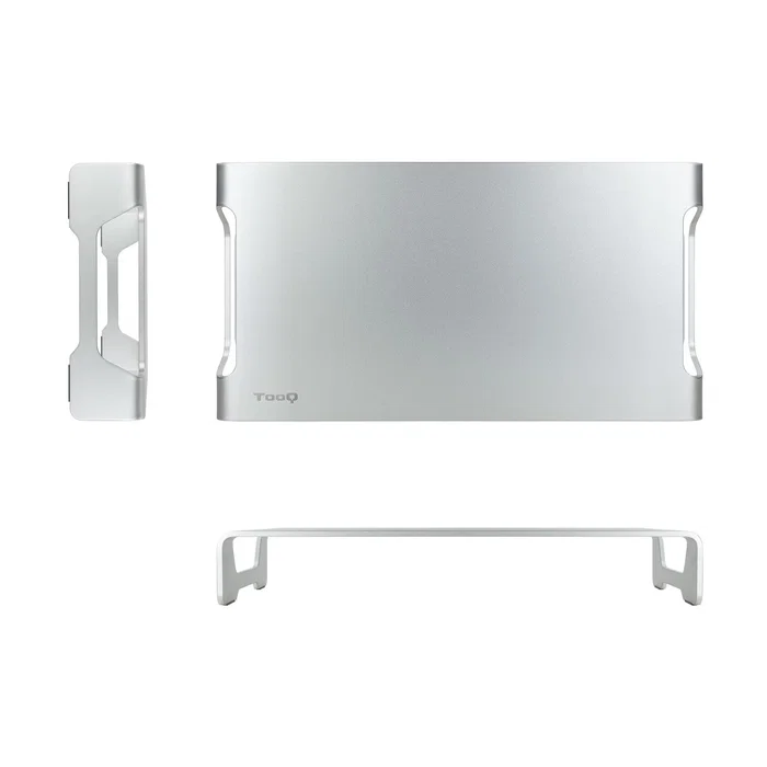 TooQ TQMR0004 Soporte Elevador para Monitor o Portátil hasta 13", Peso Máximo 20 kg, Aluminio, Color Plata, Escritorio