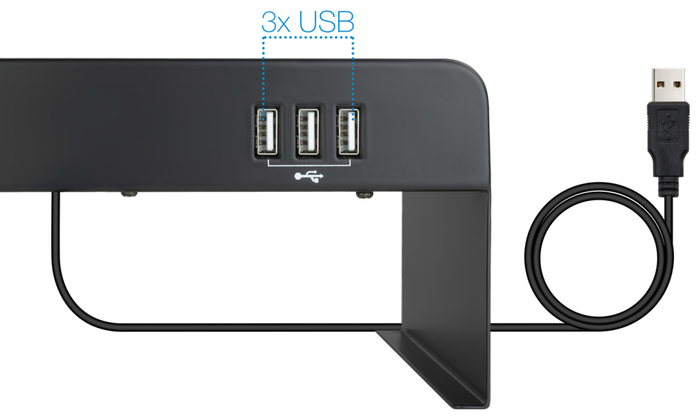 Tooq TQMR0124 Soporte Elevador para Monitor o Portátil con 3x USB 2.0, Negro Tooq TQMR0124 Soporte Elevador para Monitor o Portátil con 3x USB 2.0, Negro