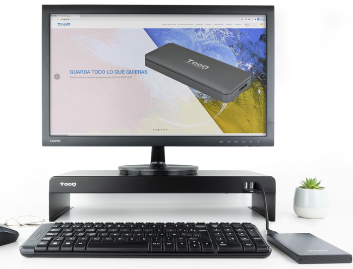 Tooq TQMR0124 Soporte Elevador para Monitor o Portátil con 3x USB 2.0, Negro Tooq TQMR0124 Soporte Elevador para Monitor o Portátil con 3x USB 2.0, Negro