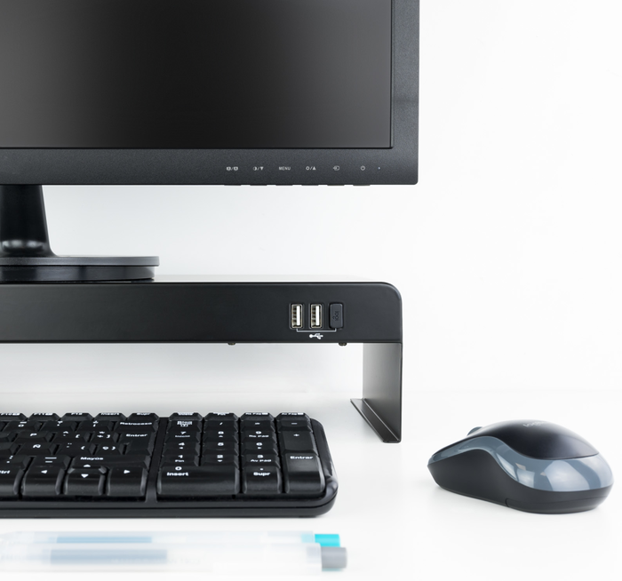 Tooq TQMR0124 Soporte Elevador para Monitor o Portátil con 3x USB 2.0, Negro Tooq TQMR0124 Soporte Elevador para Monitor o Portátil con 3x USB 2.0, Negro