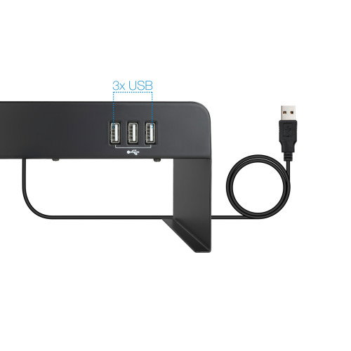 Tooq TQMR0124 Soporte Elevador para Monitor o Portátil con 3x USB 2.0, Negro Tooq TQMR0124 Soporte Elevador para Monitor o Portátil con 3x USB 2.0, Negro