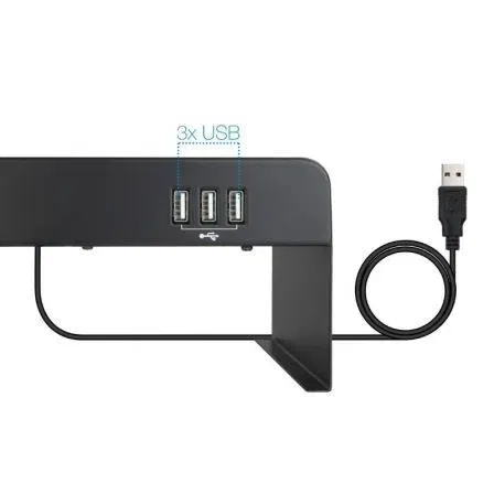 Tooq Soporte Monitor y Portátil TQMR0124 hasta 20kg con 3 Puertos USB Color Negro Tooq Soporte Monitor y Portátil TQMR0124 hasta 20kg con 3 Puertos USB Color Negro