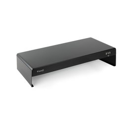 TooQ Soporte Elevador para Monitor o Portátil TQMR0124 con 3 Puertos USB, Hasta 20 kg, Negro