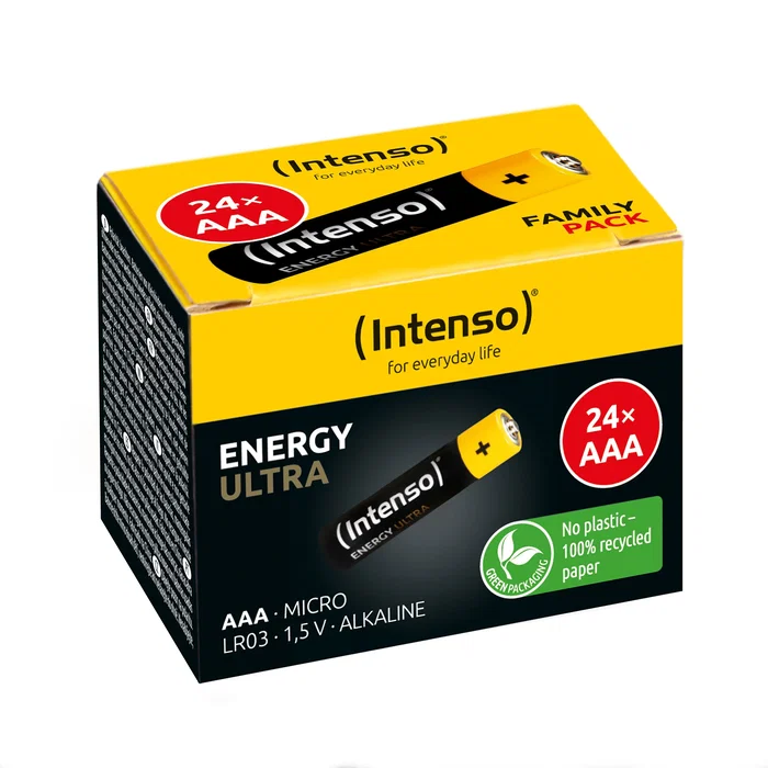 Intenso 7501814 - Pack de 24 Pilas Alcalinas AAA LR03 1.5V 1250 mAh - Baterías de un solo uso