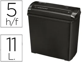 Fellowes Destructora de Documentos P-25S, Capacidad 5 Hojas, Corte en Tiras, Papelera 11 Litros