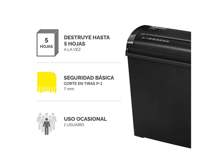 Fellowes P-25S Destructora de Papel Corte en Tiras Negra/Gris Fellowes P-25S Destructora de Papel Corte en Tiras Negra/Gris