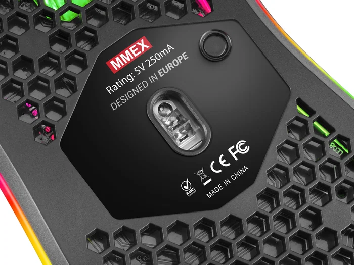 Mars Gaming MMEX Ratón Gaming Óptico para Diestros RGB Negro, Sensor Pixart 3389PRO 32000 DPI, Switches Ópticos, 7 Botones Programables, Cable Paracord, 75g, Software - Modelo Negro