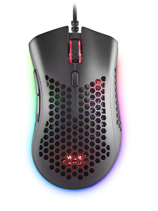 Mars Gaming MMEX Ratón Gaming Óptico para Diestros RGB Negro, Sensor Pixart 3389PRO 32000 DPI, Switches Ópticos, 7 Botones Programables, Cable Paracord, 75g, Software - Modelo Negro