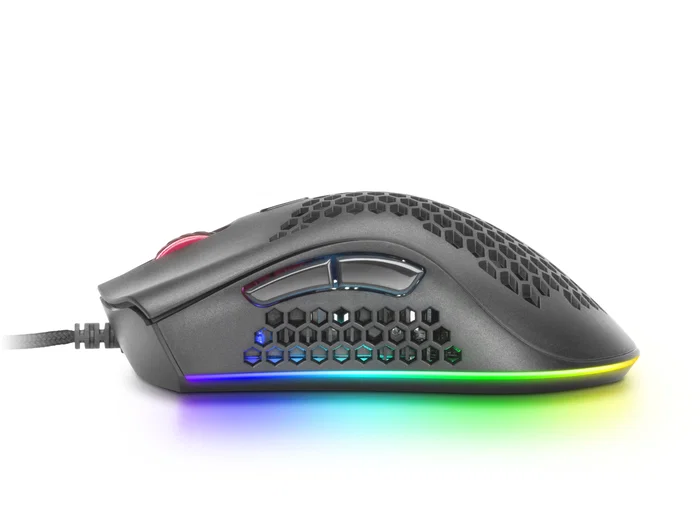 Mars Gaming MMEX Ratón Gaming Óptico para Diestros RGB Negro, Sensor Pixart 3389PRO 32000 DPI, Switches Ópticos, 7 Botones Programables, Cable Paracord, 75g, Software - Modelo Negro