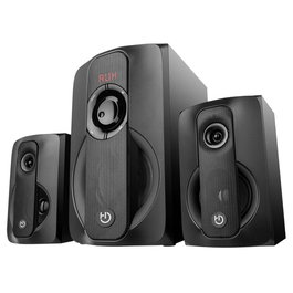 Hiditec Altavoces H400 Dark Multimedia 2.1 con Bluetooth, Radio FM, USB/SD, Subwoofer 5", Graves Ajustables, 80W, Mando a Distancia