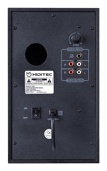 Hiditec Altavoces H400 Dark Multimedia 2.1 con Bluetooth, Radio FM, USB/SD, Subwoofer 5", Graves Ajustables, 80W, Mando a Distancia