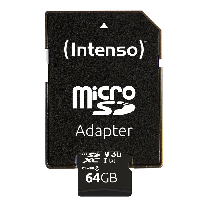 Intenso 3433490 Tarjeta de Memoria MicroSDXC 64GB, Clase 10, UHS-I U3/V30, Lectura 100 MB/s, Resistente (Agua, Golpes, Rayos X), con Adaptador SD