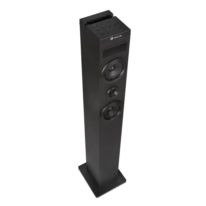 NGS Torre de Sonido Sky Charm 2.1 con Bluetooth, 80W, USB, Radio FM, Entrada Óptica y AUX, Control Remoto, 3 Altavoces, Negro